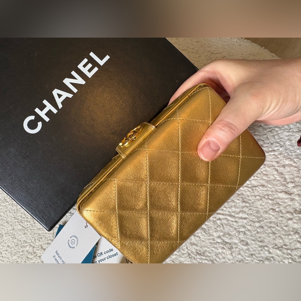 100% Authentic Chanel Classic Clutch with Tassel Quilted Gold Lambskin Leather - Picture 2 of 15